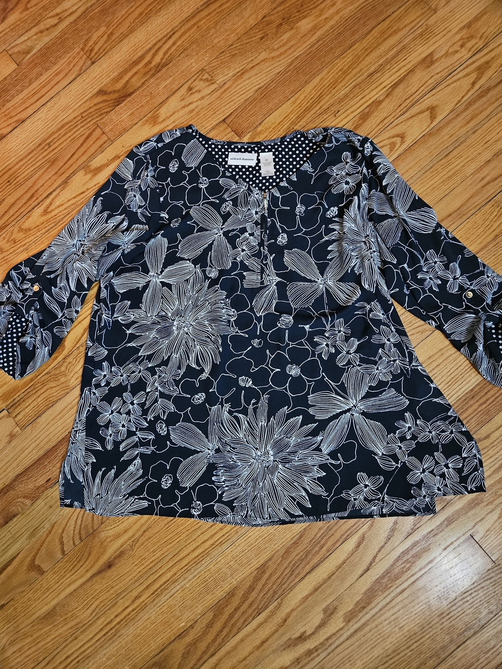 Alfred Dunner Navy and White Floral Tunic Size 20
